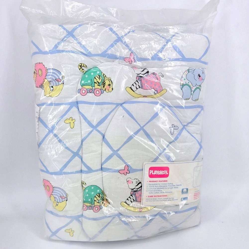 Playskool Reversible Nursery Crib Baby Blanket Comforter 90s Vintage 1991 NEW